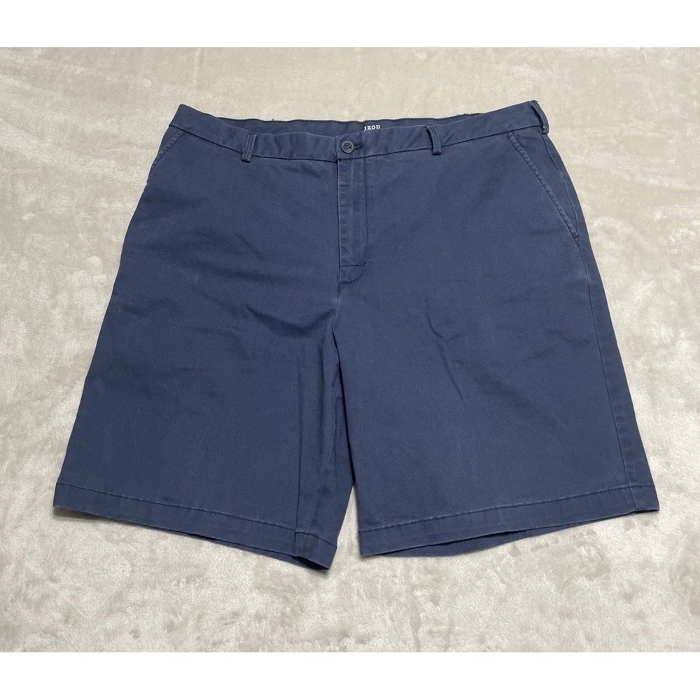 Izod Saltwater Shorts Mens 38 Blue Flat Front Chino